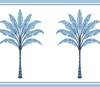 HG10802B Montgomery Palm Border Blue Lake Botanical Theme Vinyl Self-Adhesive Wallpaper Harry & Grace Peel and Stick Collection Made in United States