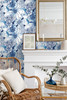 HG10102 Ink Rose Celtic Blue Floral Theme Vinyl Self-Adhesive Wallpaper Harry & Grace Peel and Stick Collection Made in United States