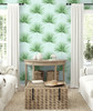 HG10404 Pacific Palm Celeste & Jade Botanical Theme Vinyl Self-Adhesive Wallpaper Harry & Grace Peel and Stick Collection Made in United States