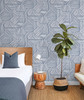 SG12402 Etched Geometric Navy Blue Geometric Theme Vinyl Self-Adhesive Wallpaper Stacy Garcia Peel and Stick Collection Made in United States