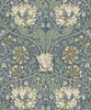 ET12602 Ogee Flora Blue Lake & French Vanilla Floral Theme Nonwoven (FSC) Unpasted Wallpaper Legacy Prints Collection Made in Netherlands