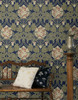 ET12102 Floral Hydrangea Navy & Terra Cotta Floral Theme Nonwoven (FSC) Unpasted Wallpaper Legacy Prints Collection Made in Netherlands