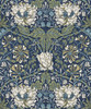 ET12612 Ogee Flora Indigo Dye & Thyme Floral Theme Nonwoven (FSC) Unpasted Wallpaper Legacy Prints Collection Made in Netherlands