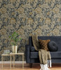 ET12308 Acanthus Garden Midnight Blue & Beige Botanical Theme Nonwoven (FSC) Unpasted Wallpaper Legacy Prints Collection Made in Netherlands