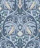 ET12202 Bird Scroll Denim & Blue Mist Botanical Theme Nonwoven (FSC) Unpasted Wallpaper Legacy Prints Collection Made in Netherlands