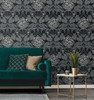 ET12120 Floral Hydrangea Ebony & Charcoal Floral Theme Nonwoven (FSC) Unpasted Wallpaper Legacy Prints Collection Made in Netherlands