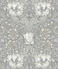 ET12607 Ogee Flora Stone Grey & Desert Sand Floral Theme Nonwoven (FSC) Unpasted Wallpaper Legacy Prints Collection Made in Netherlands