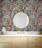 ET12302 Acanthus Garden Marine Blue & Watermelon Botanical Theme Nonwoven (FSC) Unpasted Wallpaper Legacy Prints Collection Made in Netherlands