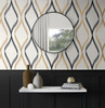 ET11806 Wave Ogee Metallic Gold & Ebony Geometric Theme Nonwoven (FSC) Unpasted Wallpaper Etten Studios Online Collection Made in Netherlands