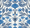 SC20602 Carmela Folk Floral True Blue Floral Theme Nonwoven Unpasted Wallpaper Summer House Collection Made in United States