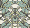 SC20608 Carmela Folk Floral Spirit Grey Floral Theme Nonwoven Unpasted Wallpaper Summer House Collection Made in United States