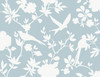 LN40912 Kauai Bird Toile Hampton Blue Toile Theme 20 oz. Type II Vinyl Unpasted Wallpaper Coastal Haven Collection Made in United States