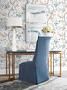 LN40006 Sparrow Haven  Melon & Carolina Blue Chinoiserie Theme 20 oz. Type II Vinyl Unpasted Wallpaper Coastal Haven Collection Made in United States