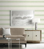 LN40104 Alani Geo Stripe Aloe Stripe Theme 20 oz. Type II Vinyl Unpasted Wallpaper Coastal Haven Collection Made in United States