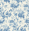 FC61202 En Rose Blue Bell Floral Theme Nonwoven Unpasted Wallpaper French Country Collection Made in United States