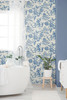 FC61812 Colette Chinoiserie Denim Wash Toile Theme Nonwoven Unpasted Wallpaper French Country Collection Made in United States