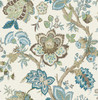 FC60406 Bernadette Jacobean Hickory Smoke & Blue Bell Floral Theme Nonwoven Unpasted Wallpaper French Country Collection Made in United States