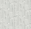 DC61507 Manhattan Skyline Silver Sky Abstract Theme Nonwoven Unpasted Wallpaper Deco 2 Collection Made in United States