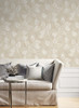 EW10805 Branch Trail Silhouette Summer Sand Botanical Theme Nonwoven Unpasted Wallpaper White Heron Collection Made in Netherlands