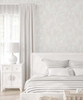 EW10208 Avena Branches Mica Botanical Theme Nonwoven Unpasted Wallpaper White Heron Collection Made in Netherlands