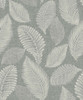 EW10010 Tossed Leaves Charcoal Linen Botanical Theme Nonwoven Unpasted Wallpaper White Heron Collection Made in Netherlands