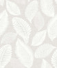 EW10007 Tossed Leaves Dove Greige Botanical Theme Nonwoven Unpasted Wallpaper White Heron Collection Made in Netherlands