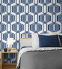 NW55312 Striped Geo Blue Sapphire Geometric Theme Vinyl Self-Adhesive Wallpaper NextWall Peel & Stick Collection Made in United States