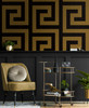 NW55215 Maze Geo Ebony & Gold Geometric Theme Vinyl Self-Adhesive Wallpaper NextWall Peel & Stick Collection Made in United States