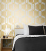 NW55305 Striped Geo Metallic Gold Geometric Theme Vinyl Self-Adhesive Wallpaper NextWall Peel & Stick Collection Made in United States