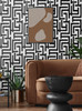 NW54100 Graphic Maze Black Abstract Theme Vinyl Self-Adhesive Wallpaper NextWall Peel & Stick Collection Made in United States