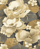 NW49600 Nouveau Floral Ebony & Antique Gold Floral Theme Vinyl Self-Adhesive Wallpaper NextWall Peel & Stick Collection Made in United States