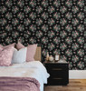 NW50500 Floral Bunches Ebony Floral Theme Vinyl Self-Adhesive Wallpaper NextWall Peel & Stick Collection Made in United States