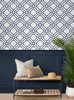 NW53502 Lattice Geo Navy Blue Geometric Theme Vinyl Self-Adhesive Wallpaper NextWall Peel & Stick Collection Made in United States