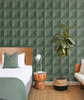 NW50304 Quadrant Geo Sage Green Geometric Theme Vinyl Self-Adhesive Wallpaper NextWall Peel & Stick Collection Made in United States