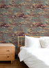NW50006 Lily Pond Rust & Deep Sea Floral Theme Vinyl Self-Adhesive Wallpaper NextWall Peel & Stick Collection Made in United States