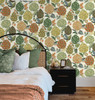 NW52706 Blooming Bulbs Melon & Spruce Floral Theme Vinyl Self-Adhesive Wallpaper NextWall Peel & Stick Collection Made in United States