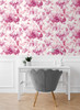 NW47801 Watercolor Flower Pink Floral Theme Vinyl Self-Adhesive Wallpaper NextWall Peel & Stick Collection Made in United States