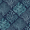 NW45803 Seaweed Teal & Navy Blue Botanical Theme Vinyl Self-Adhesive Wallpaper NextWall Peel & Stick Collection Made in United States