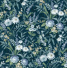NW45712 Vintage Floral Teal Floral Theme Vinyl Self-Adhesive Wallpaper NextWall Peel & Stick Collection Made in United States