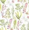 NW45407 Wild Garden Lemongrass & Posy Pink Botanical Theme Vinyl Self-Adhesive Wallpaper NextWall Peel & Stick Collection Made in United States