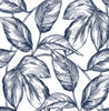 NW46902 Sketched Leaves Navy Blue Botanical Theme Vinyl Self-Adhesive Wallpaper NextWall Peel & Stick Collection Made in United States