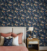 NW45702 Vintage Floral Navy Blue Floral Theme Vinyl Self-Adhesive Wallpaper NextWall Peel & Stick Collection Made in United States