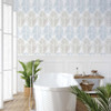 NW47900 Two Toned Palm Blue Mist & Daydream Grey Botanical Theme Vinyl Self-Adhesive Wallpaper NextWall Peel & Stick Collection Made in United States