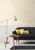 NW47305 Peacock Leaves Metallic Gold Botanical Theme Vinyl Self-Adhesive Wallpaper NextWall Peel & Stick Collection Made in United States