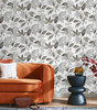 NW48300 Boho Leaf Trail Greystone Botanical Theme Vinyl Self-Adhesive Wallpaper NextWall Peel & Stick Collection Made in United States