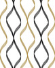 NW45100 Ogee Ribbon Metallic Gold & Ebony Geometric Theme Vinyl Self-Adhesive Wallpaper NextWall Peel & Stick Collection Made in United States