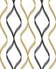 NW45100 Ogee Ribbon Metallic Gold & Ebony Geometric Theme Vinyl Self-Adhesive Wallpaper NextWall Peel & Stick Collection Made in United States