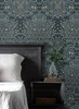 NW44512 Victorian Garden Aegean Blue & Warm Stone Floral Theme Vinyl Self-Adhesive Wallpaper NextWall Peel & Stick Collection Made in United States