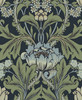 NW44412 Primrose Floral Midnight Blue & Sage Floral Theme Vinyl Self-Adhesive Wallpaper NextWall Peel & Stick Collection Made in Netherlands