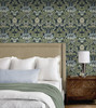 NW44412 Primrose Floral Midnight Blue & Sage Floral Theme Vinyl Self-Adhesive Wallpaper NextWall Peel & Stick Collection Made in Netherlands